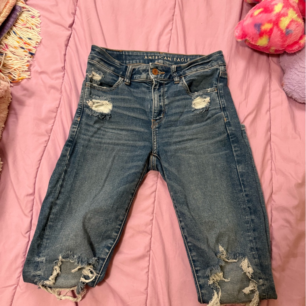American Eagle Outfitters Women's Ripped Blue Boyfriend Jeans